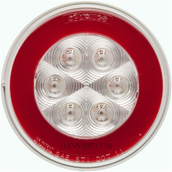 Optronics STL-101RBK GLOlight 4 Inch Round Red LED Stop/Turn/Tail Light - Red Lens - 21 Diode